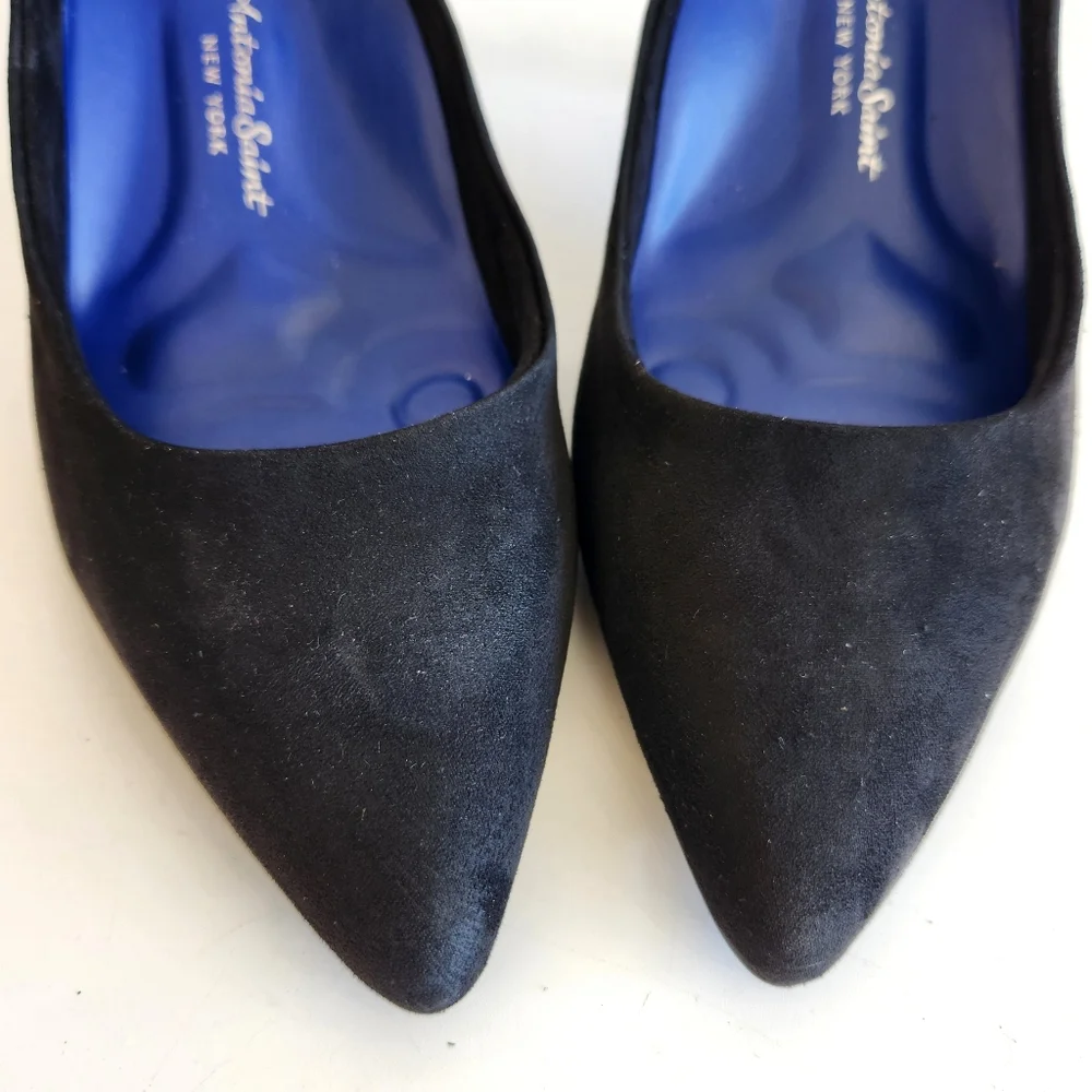 Antonia Saint NY The All Occasion Pointed Comfortable Pump Heels Black Suede 9.5